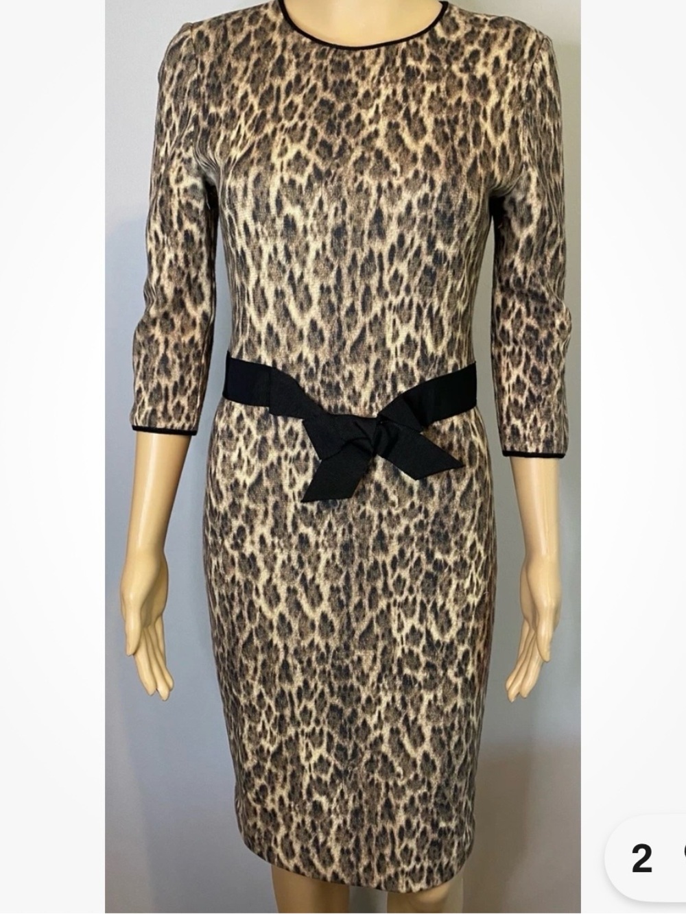 Giambattista Valli Wool Cashmere Animal Print Sheath Dress M